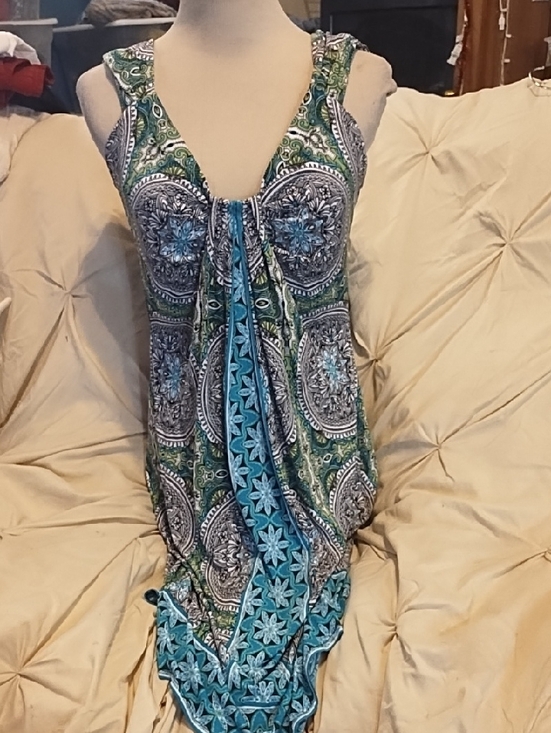 Signature Dresses & Skirts - Signature -  Printed Dress in Teal, Green & Black